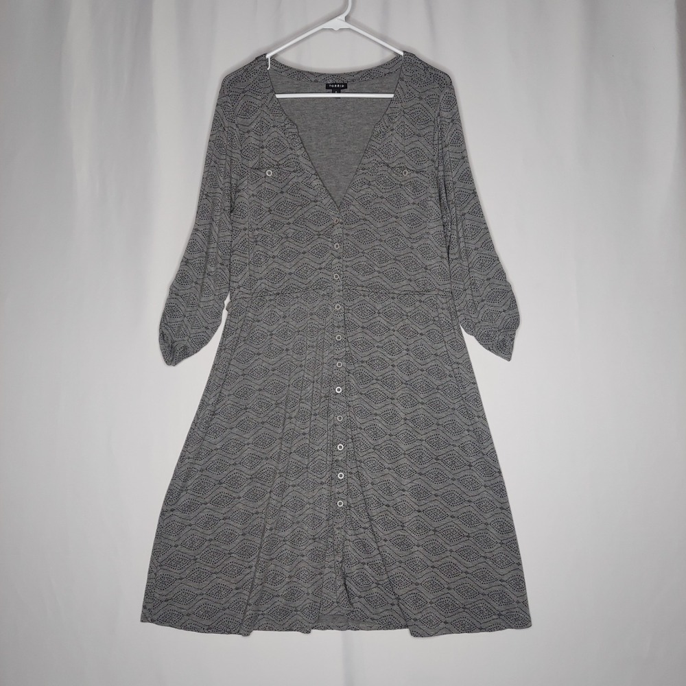 torrid | Dresses | Torrid Aline Dress Button Front Gray Stretch Jersey 34 Vneck Business Casual